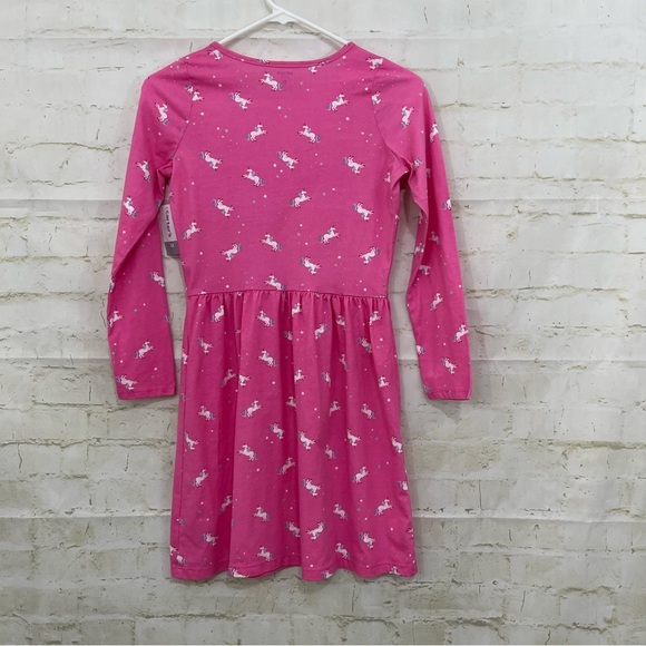Carters Pink Unicorn Glitter Long Sleeve Dress - Picture 2 of 9